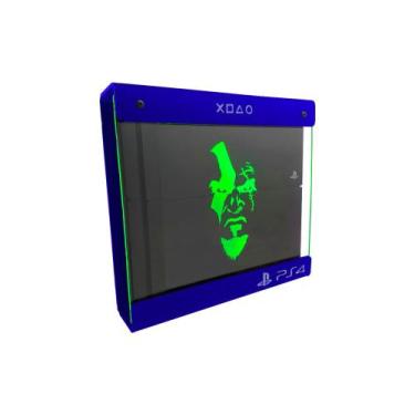Imagem de Suporte Parede Iluminado Shield Ps4 FAT Azul - Verde - God Of War (fac