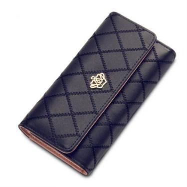 Imagem de Carteira feminina elegante luxo porta documentos cartões - SWG, Preto,