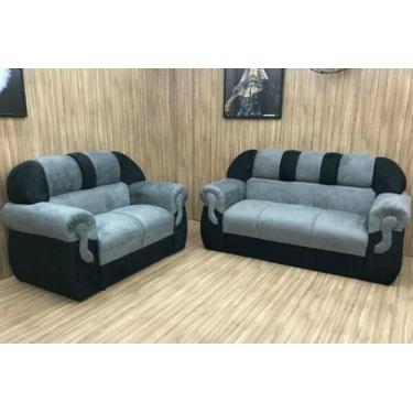 Imagem de Conjunto de sofá 2x3 lugares Cinza/Preto 605/601 - Corsa