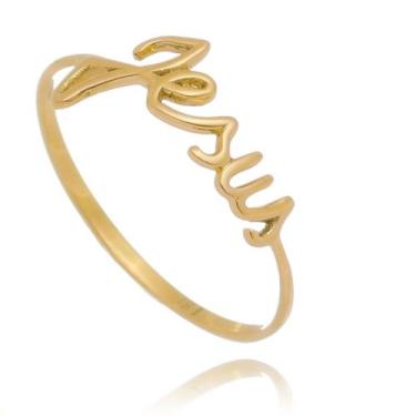 Imagem de Anel Jesus Manuscrito Ouro 18kl - Juniorjoiaspiracicaba, 16