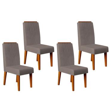 Imagem de Cadeira Sala de Jantar Lia Kit 4 un Freijó/Suede Lunar - DJ Móveis