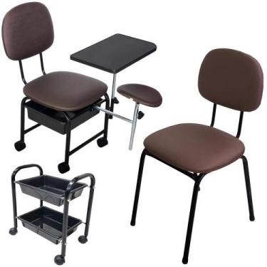 Imagem de Kit Cirandinha Manicure +Carrinho + Cadeira Cliente - Café - For-Ty
