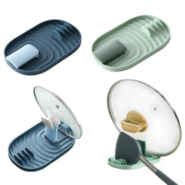 Imagem de Descanso de colher multifuncional, 2 peças, suporte dobrável para tampa de panela, descanso de colher, tampa de panela, prateleira, suporte para fogão, utensílios de cozinha, suporte para uso