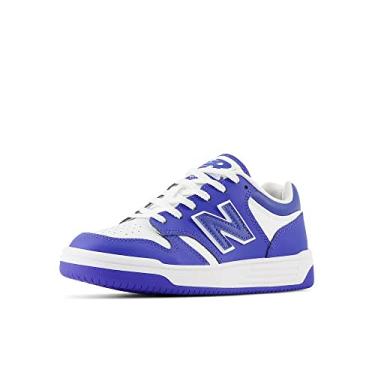 Imagem de New Balance Tênis infantil 480 V1 com cadarço, Azul marinho/branco, 21