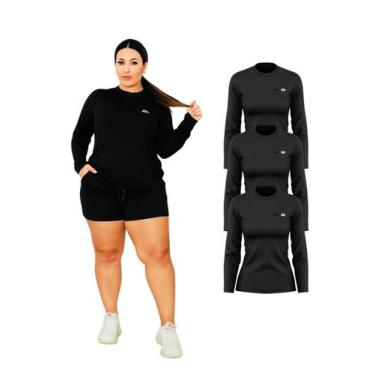 Imagem de Kit 3 Camisetas Manga Longa Proteção UV FPS50 Feminina Plus Size - RCV