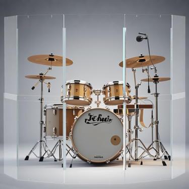 Imagem de Escudo de tambor portátil | 5 painéis de 6 pés x 1,5 m | Dobradiças de aço inoxidável de comprimento total instaladas de fábrica | Barreira de som de tambor de acrílico | Gaiola de tambor para uso