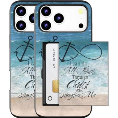 Imagem de MUQR Capa para celular 17 Pro compatível com porta-cartão fofo - Capa carteira robusta com design Kawaii, proteção contra quedas de grau militar para mulheres (versículos cristãos da Bíblia preta)