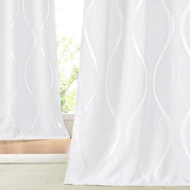 Imagem de Cortinas NICETOWN White Wave Line, impressão em folha, 132x213cm, 2 pa