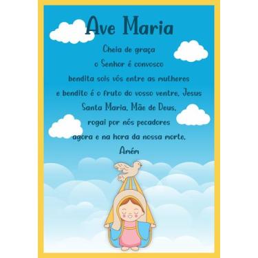 Imagem de Painel De Lona Bíblico Catequese Oração Ave Maria Céu  -100x070cm - Fa