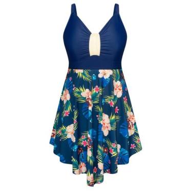 Imagem de Vestido de banho Hanna Nikole feminino plus size amarelo 7X