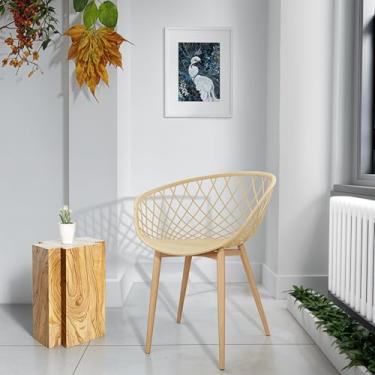 Imagem de Kit 4 Cadeiras Poltrona Clarice Sidera Nest Web Com Apoio De Braço Bege - Lianto Decor