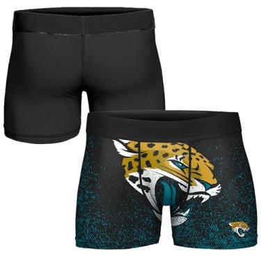 Imagem de FOCO Cueca boxer masculina NFL oficialmente licenciada pela cor do time com logotipo primário para fãs de futebol - Jacksonville Jaguars - GG