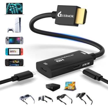 Imagem de Guermok Adaptador de tela HDMI para USB-C para óculos AR, conversor XR de 1,5 m 4K a 60Hz Play and Charge XR com DC 5V, para XREAL One/Air 2 Pro/RayNeo/Rokid, Steam, Switch 2/1, PS5/4, monitores