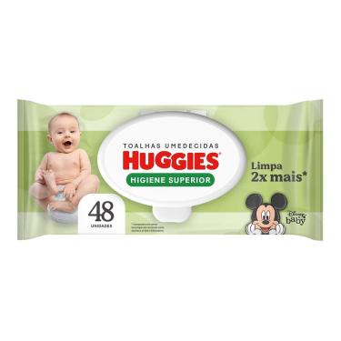 Imagem de Lenços Huggies Higiene Superior Limpam 2x Mais 48 Unidades