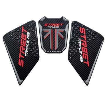 Imagem de Adesivo protetor de borracha para tanque de gasolina para guarnições de moldura de carenagem decalque compatível com Street Triple 765 2024 2025 vermelho