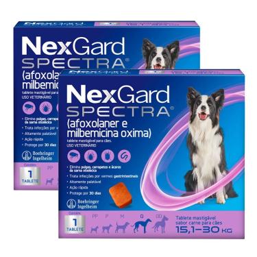 Imagem de Kit 2 NexGard Spectra Anti Pulgas e Carrapatos para Cães de 15,1 a 30kg 1 Tablete Mastigável