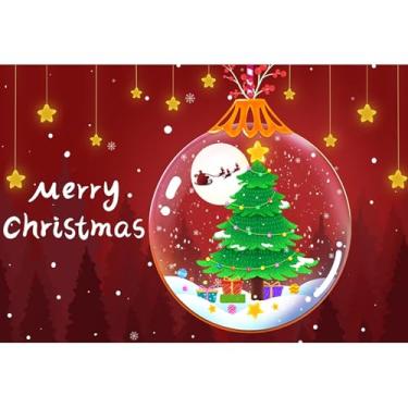 Imagem de CRTPOD Cenários de Natal, inverno, bola vermelha, árvore, estrelas, fotografia, fundo, férias, família, véspera de ano novo, banner, decoração, suprimentos, adereços para cabine de fotos, 3 x 2,4 m