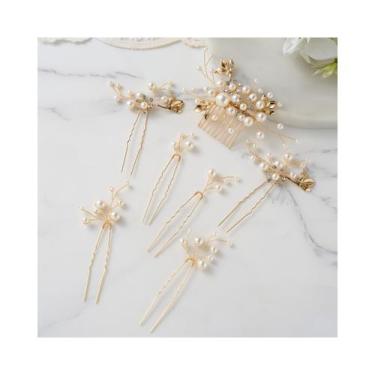 Imagem de Conjunto de acessórios de cabelo SWEETV Bridal Wedding 7 unidades para