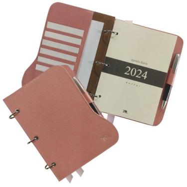 Imagem de Agenda Diária de Mesa Couro 2024 173-R Raffai Couros, Rosa