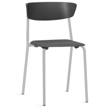 Imagem de Cadeira Empilhável Fixa F02 Base Aço Cinza Preto - Lyam Decor