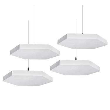 Imagem de TroyStudio Painéis de teto acústicos - 35 x 30 x 3,5 cm, 4 peças revestidas de fibra de vidro suspensas, placa de parede espessa com absorção de som para escritório, home theater, estúdio de gravação