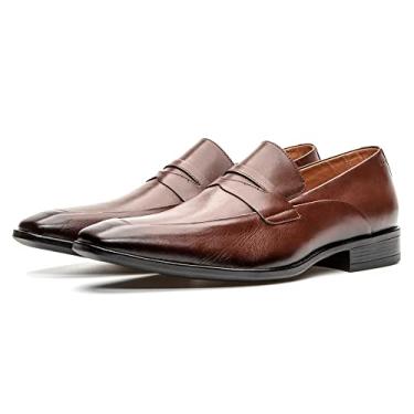 Imagem de Sapato Social Estilo Italiano de Couro Masculino Bico Alongado Elegante Acabamento Artesanal Leve Tamanho:38;Cor:Marrom;Gênero:Masculino;Departamento BS:Esporte