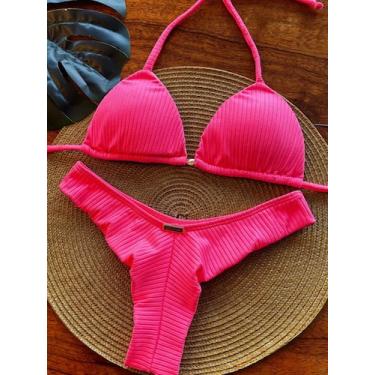 Imagem de Biquini Cortininha Triangulo Modelador Canelado Com Bojo Aro Inteiro C