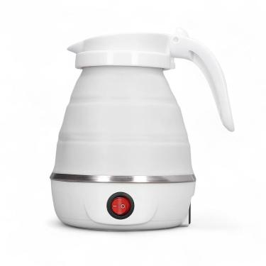 Imagem de Chaleira Dobrável Elétrica 100v 600ml Branca Portátil Silicone Resistente ao Calor