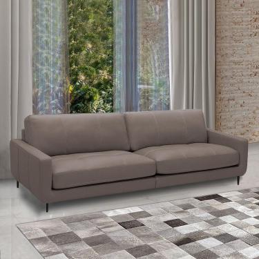 Imagem de Sofá Decorativo Isaac 4 Lugares Sala de estar 270cm Pés em Aço Couro Avelã G88 - Gran Belo