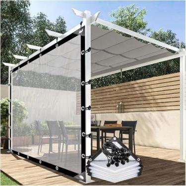 Imagem de Cortina De Pérgola Ao Ar Livre Lona De Plástico Transparente Bordas Reforçadas, Cortina De Painel Lateral De Barraca Para Jardim, Pátio, Varanda, Personalizável, Clear, 19.68x16.4ft/6x5m