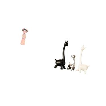 Imagem de Fenteer Estátua de Resina de Chinesa Tradicional E Estatueta de Girafa de Cerâmica Moderna, Escultura Criativa em Miniatura para Decoração de Quarto, M