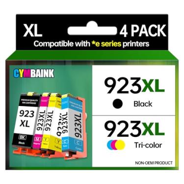 Imagem de CYMBAINK Pacote com 4 cartuchos de tinta 923XL Pac de alto rendimento - 1000 páginas coloridas/800 pretas | com chip | Compatível com impressoras domésticas, escritório, escola | Substituição para