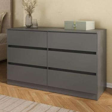 Imagem de Cômoda Com 6 Gavetas 120cm Multimóveis Mp4396 Grafite - MULTIMOVEIS