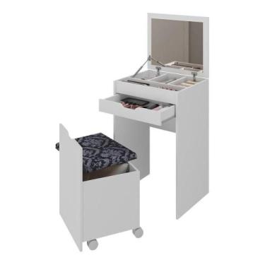 Imagem de Penteadeira 54cm Com Espelho 1 Gaveta 1 Porta Basculante E Puff Multim