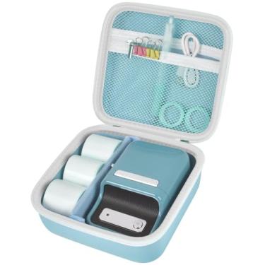 Imagem de ALKOO Capa Compatível Com Impressora Térmica Sem Fio Niimbot B21, Suporte Para Fitas De Etiquetagem E Tinta, Acessórios Cabos Bolso Malha (Azul)