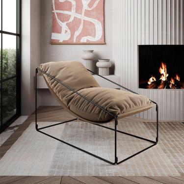 Imagem de Espreguiçadeira Industrial Luxo Arpoador Com Almofada Bege - Bege