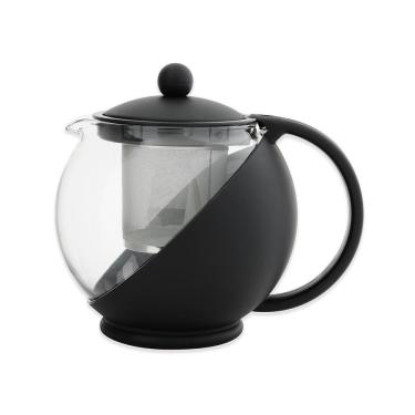 Imagem de Bule Cha Cafe Com Infusor Chaleira De Vidro 1250ml Cafeteira Inox Jarra Suco Filtro Coador Grande