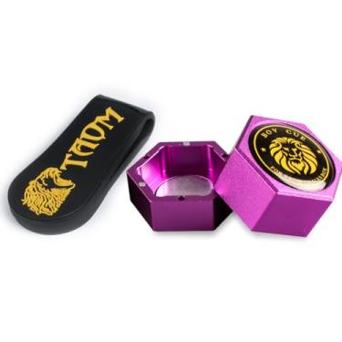 Imagem de YEUEK Suporte de giz magnético hexagonal TAOM, suporte de giz portátil para taco de sinuca para giz de predador, suporte de giz silencioso para bilhar de bilhar, estojo de giz para tacos de sinuca
