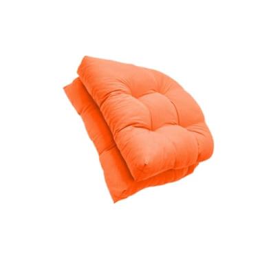 Imagem de Whtkoph Almofadas de Assento de Vime para áreas Internas/externas, 48 X 48 Cm, Antiderrapantes, Tufadas, Conjunto de 2 para Cadeiras de Jardim, Sala de Estar, Laranja