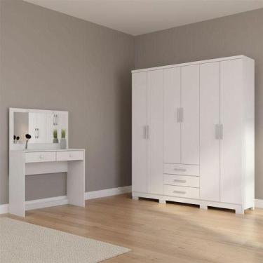 Imagem de Guarda Roupa Casal Caju 6 Portas E Penteadeira Daila Ambiente Com Led 