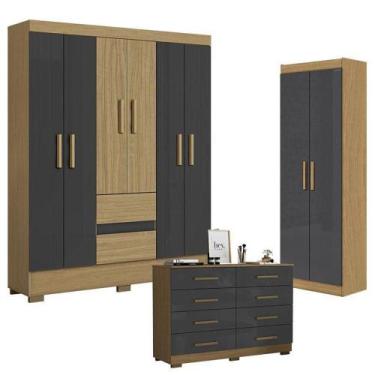 Imagem de Guarda Roupa Casal Coimbra 2005138 Com Armário Multiuso 2000191 E Cômo