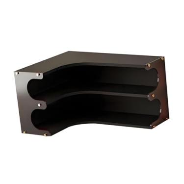 Imagem de Baoblaze Organizador de canto para mesa, suporte para, prático e elegante, com 2 níveis, em madeira, para decoração de dormitórios, despensas e, Preto