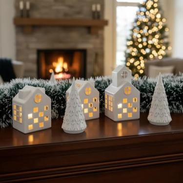 Imagem de Vila Natalina Cenário Enfeite Natal com Vela Led e Árvores M2