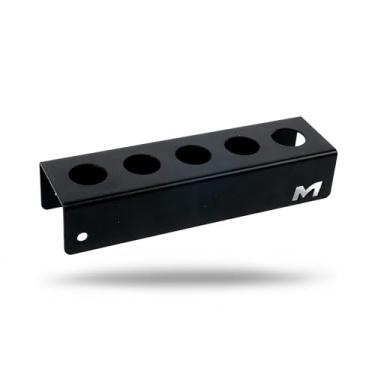 Imagem de Maxshine Suporte universal de escova (mini) | Organizador de parede comporta 5 pincéis e 3 frascos de spray | Rack de ferro revestido com pó preto para garagem, oficina de detalhes automotivos e