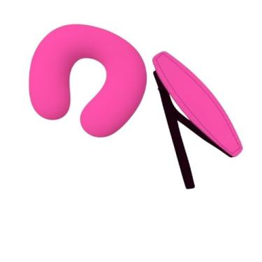 Imagem de Kit Almofada de pescoço e Faixa Apoio Suporte Cabeça de Bebê Cadeirinha Carro (Pink)
