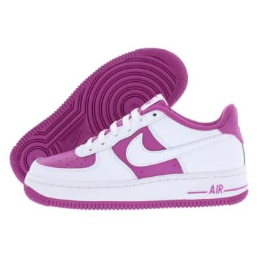 Imagem de Nike Air Force 1 Tênis de basquete escolar de baixa qualidade (branco/fúcsia quente) (HV0938-100, rosa/branco), Rosa/branco, 18