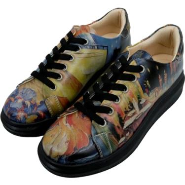 Imagem de DOGO Tênis feminino plataforma plataforma, feito à mão, couro vegano, exclusivo, Noite pastel, 38