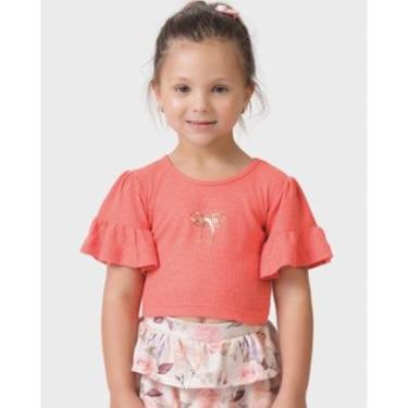 Imagem de Blusa Camboja estampa laço verão romântica confortável leve - Coral e Pink - Menina 1 a 4 anos-Feminino