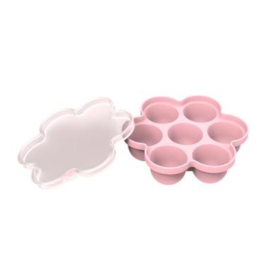 Imagem de Bandeja Organizadora De Alimentos E Forma De Gelo Com Tampa, Multiuso Para Congelar Porções, Temperos E Manter Sua Geladeira Organizada. Recipiente Resistente Rosa Para Cozinha Prática RU018