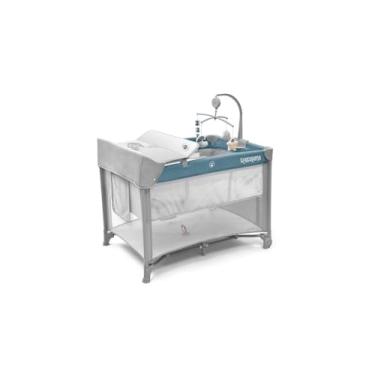 Imagem de Berço Portátil SleepGuard Dobrável para Recém Nascidos e Bebês com Estrutura Segura e Confortável (Azul)